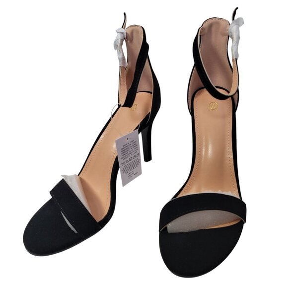 Women's Solid Color Black Suede Ankle Strap High Stiletto Heel Sandals Size 6 - Picture 2 of 13